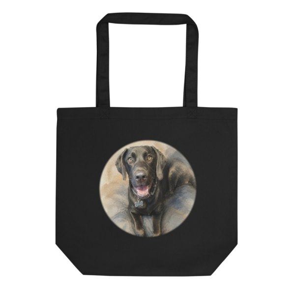 Tote bags with a painted black lab
