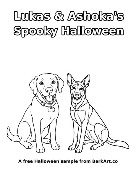 Sample title page with two dogs sitting face to face