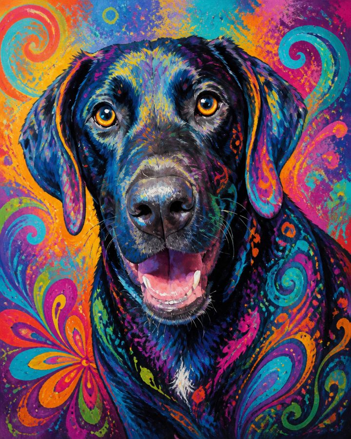 ColorBurst portrait of Lukas, a black lab